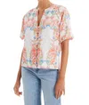 Allison New York Josephine Button Front Top In Multicolor In White
