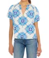 Allison New York Josephine Short Sleeve Top In Mosaic Print In Multi