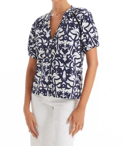 Allison New York Josephine Top In Damask In Blue