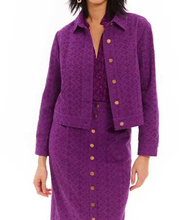 Allison New York Liv Eyelet Twill Jacket In Eggplant In Purple