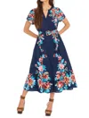 Allison New York Lizzy Midi Dress In Navy Floral In Blue