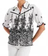 Allison New York Lydia Blouse In White And Black In Multi