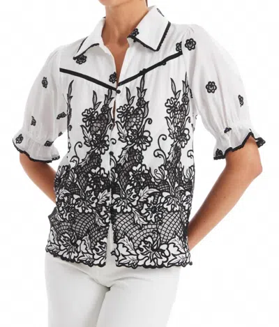 Allison New York Lydia Blouse In White And Black In Multi
