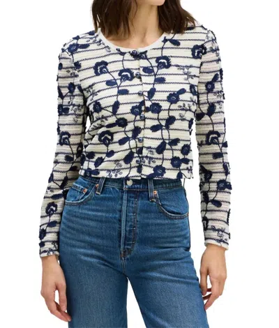 Allison New York Mariana Cardigan In Cream/navy In Multi