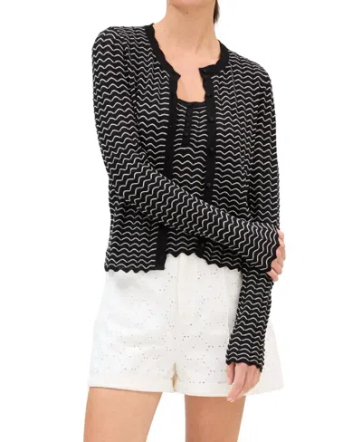 Allison New York Marita Cardigan In Black/ivory In Multi