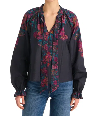 Allison New York Marlow Blouse In Painterly Floral In Black