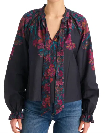 Allison New York Marlow Split V-neck Blouse In Painterly Floral In Black