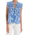 Allison New York Mckay Ruffle V Neck Top In Blue In Blue