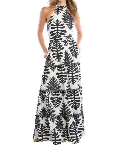 Allison New York Miley Halter Dress In Black Palm In Neutral