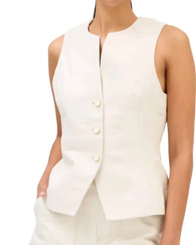Allison New York Oliver Leather Vest In Ivory In White