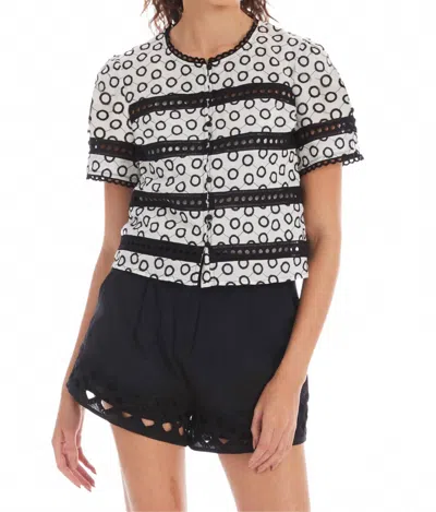 Allison New York Palmer Short Sleeve Top In Ivory/black In Multi