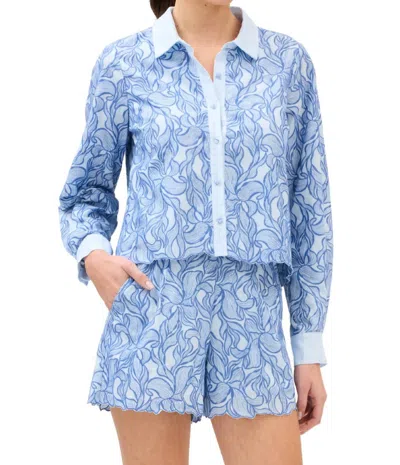 Allison New York Phoebe Cropped Boxy Top In Blue Steel