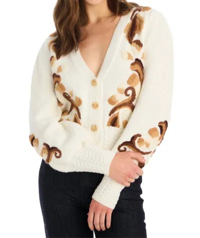 Allison New York Piper Cardigan In Ivory Brown In White