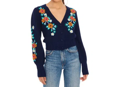 Allison New York Piper Long Sleeve Cardigan In Blue