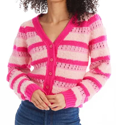 Allison New York Raven V-neck Cardigan In Pink
