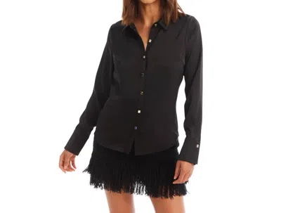 Allison New York Rhinestone Button Down Top In Black