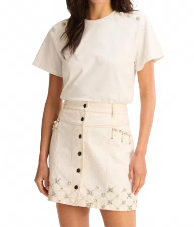 Allison New York Rhinestone Harper Mini Skirt In Off White In Neutral