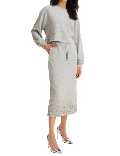 Allison New York Rhinestone Midi Skirt In Heather Grey In Gray