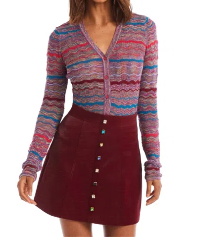 Allison New York Rhinestone Mini Skirt In Merlot