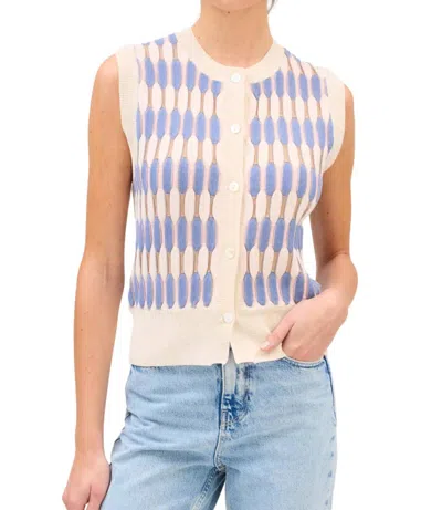 Allison New York Rose Vest In Ivory/blue In Multi