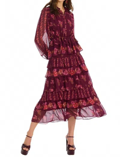 Allison New York Ruby Midi Skirt In Floral Clusters In Red