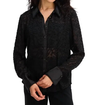 Allison New York Sade Button Down Top In Black