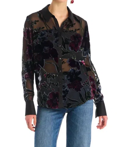Allison New York Sade Button Down Top In Black Floral In Multi