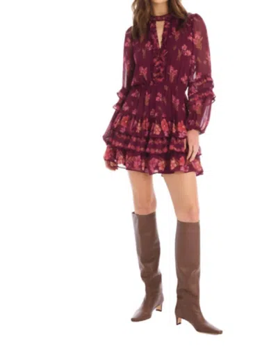 Allison New York Sammy Mini Dress In Floral Clusters In Burgundy