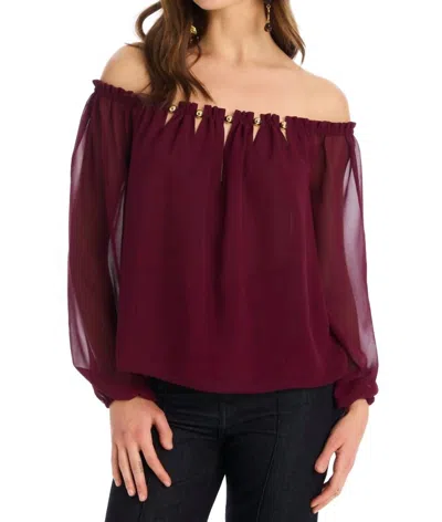 Allison New York Sara Off Shoulder Top In Burgundy