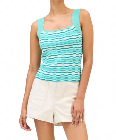 Allison New York Sasha Scallop Tank Top In Aqua Multi In Blue