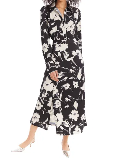 Allison New York Satin Reese Skirt In Black Ivory Floral In Multi
