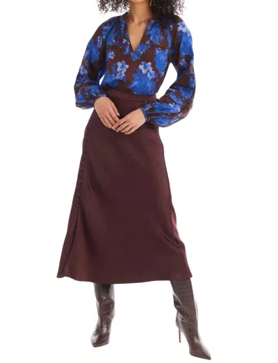 Allison New York Satin Reese Skirt In Chocolate In Gold