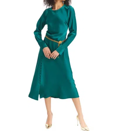 Allison New York Satin Slip Dress In Emerald In Gold