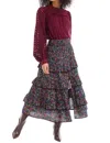 ALLISON NEW YORK SAVANNAH MIDI SKIRT IN DITSY FLORAL