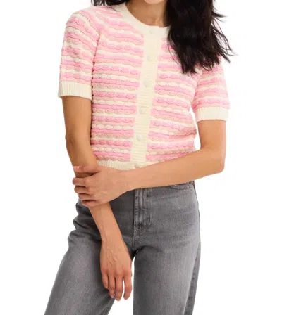 Allison New York Short Sleeve Adelle Cardigan In Pink Multi