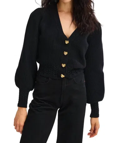 Allison New York Solid Piper Cardigan In Black