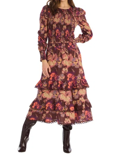 Allison New York Tessa Long Sleeve Floral Top In Brown Floral