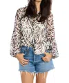 Allison New York Theadora Blouse In Brown Zebra In Black
