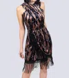 ALLISON NEW YORK VELVET DRAPED DRESS IN BLACK