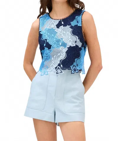 Allison New York Wavy Lace Tank Top In Blue Floral In Multi