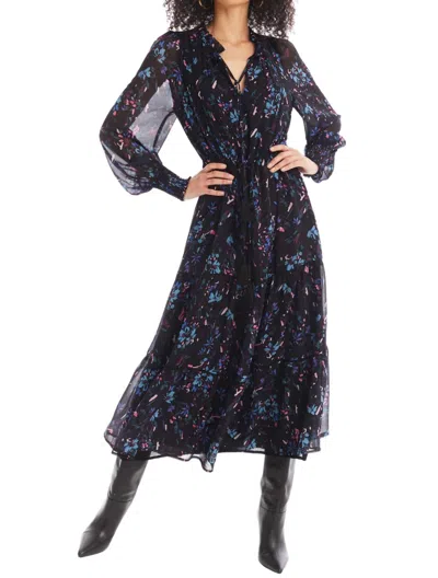 Allison New York Winston Midi Dress In Black Floral In Multi