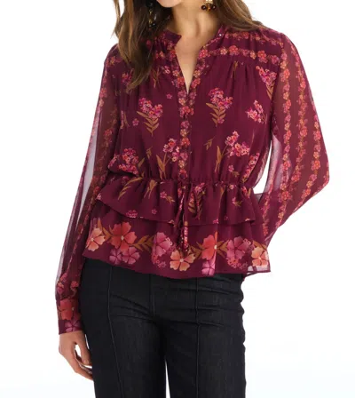 Allison New York Women's Augustina Top In Floral Clusters In Burgundy