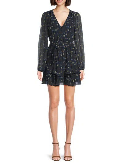 Allison New York Women's Belted Floral Mini Dress In Navy Floral