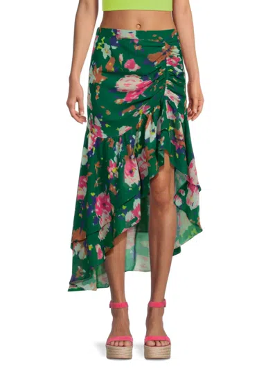 Allison New York Women's Floral Ruched Maxi Skirt In Green