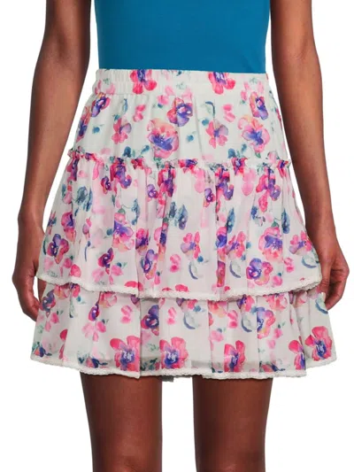 Allison New York Women's Floral Ruffle Mini Skirt In Pink Floral