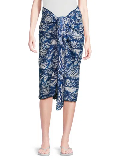 Allison New York Women's Palm Midi Sarong In Blue