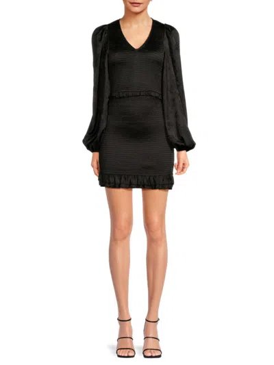 Allison New York Women's Smocked Satin Mini Dress In Black