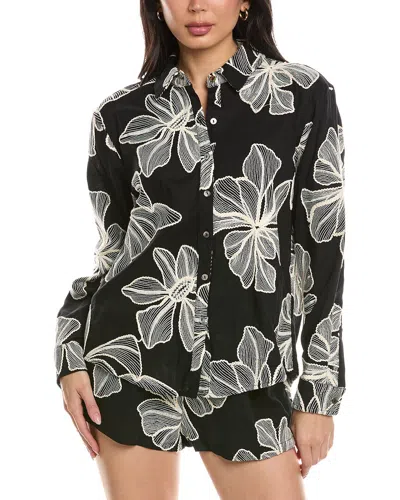 Allison Nina Linen-blend Shirt In Black