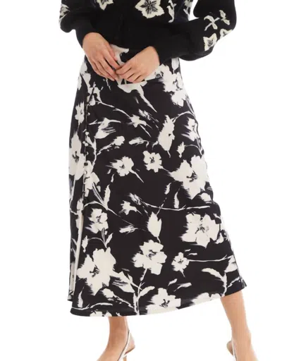 Allison Reese Floral Skirt In Black/ivory