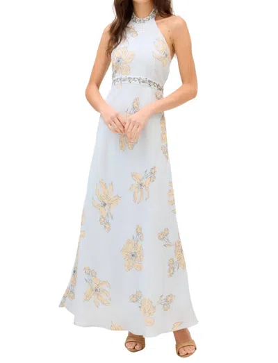 Allison Riley Maxi Dress In Blpale Blue Flora In White